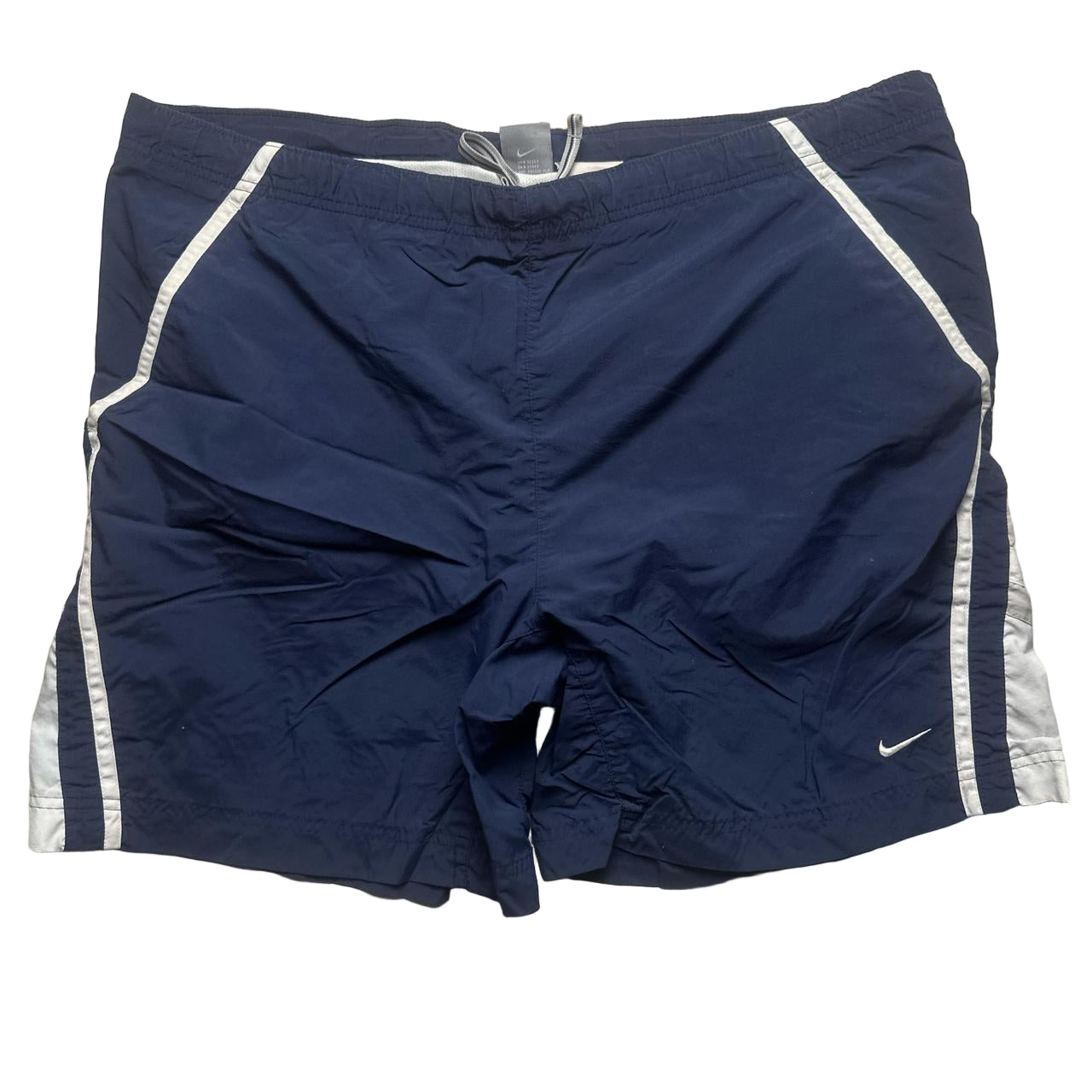 Nike Athletic Vintage Navy and White Shell Shorts (XL)