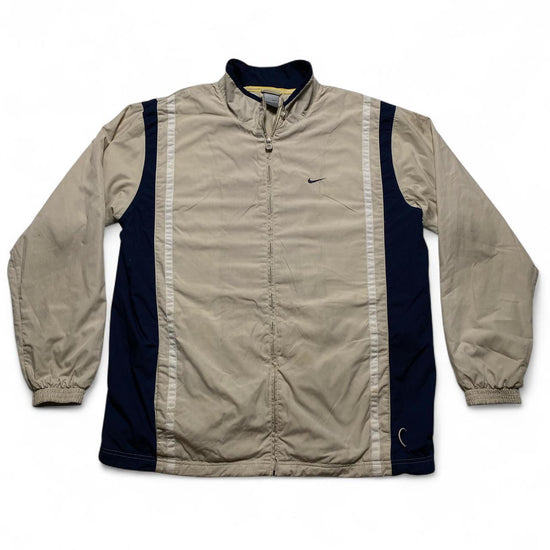 Nike Vintage y2k Cream and Navy Shell Tracksuit Jacket (2XL)