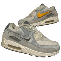 Nike Air Max 90 Basement Grey and Orange Velcro Swoosh (UK 7.5)