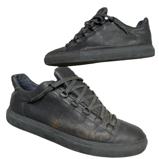 Balenciaga Arenas Grey Leather Low Trainers (UK 10)