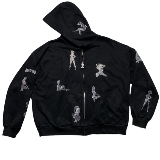 Unrealistic Ideals Named Collective Black and Diamanté Rhinestone Women Full Tracksuit (2XL)