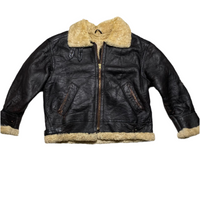 Vintage Brown Sherpa Sherling Big Heavy Leather Jacket (3XL)