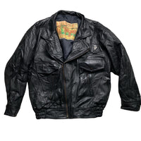 Frank Thomas Rawhide Clothing Co Black Leather Bomber Jacket (XL)