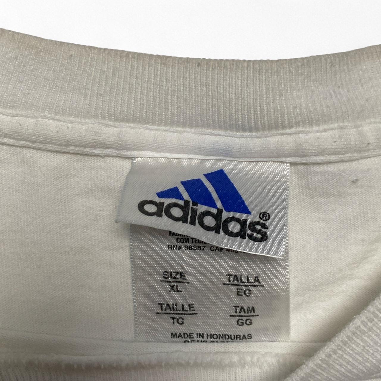 Adidas Football Vintage Y2K White Red and Blue T Shirt (XL)