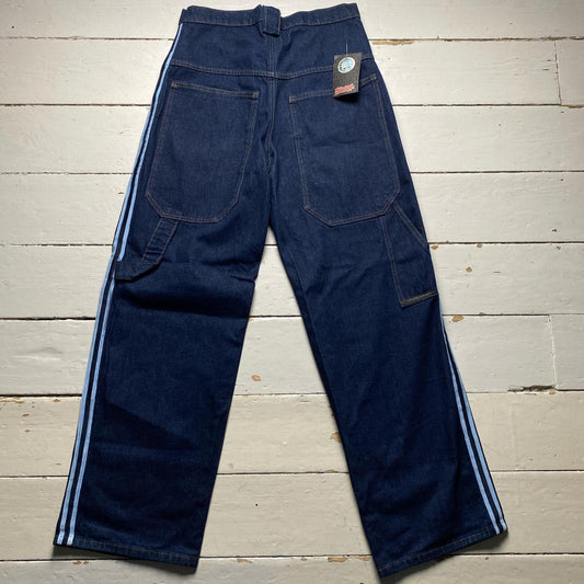 Criminal Damage Baggy Skater Carpenter Navy and Baby Blue Stripe Jeans