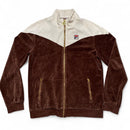 Fila Brown and White Velour Zip Tracksuit Jacket (S)