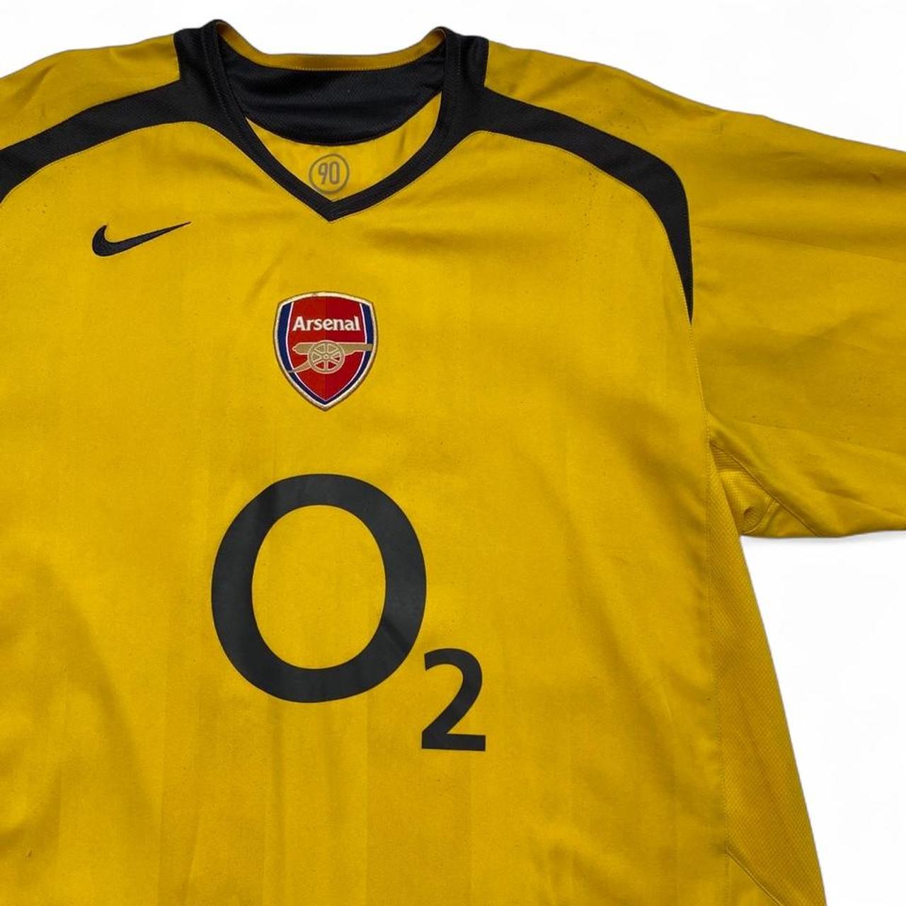 Arsenal O2 Vintage 2005 2006 Yellow and Grey Football Jersey