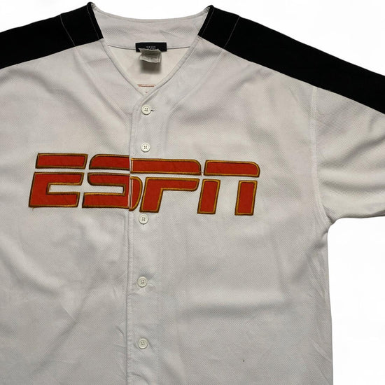 ESPN Baseball Vintage 90’s Y2K White Black and Orange Button Up Jersey (L)