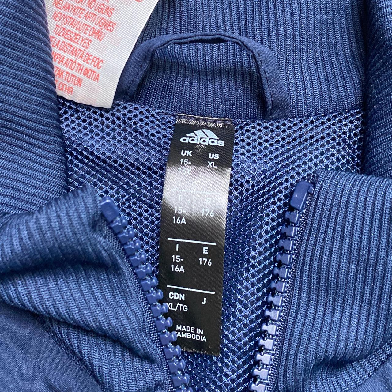 Adidas Navy and White Shell Tracksuit Jacket (S)