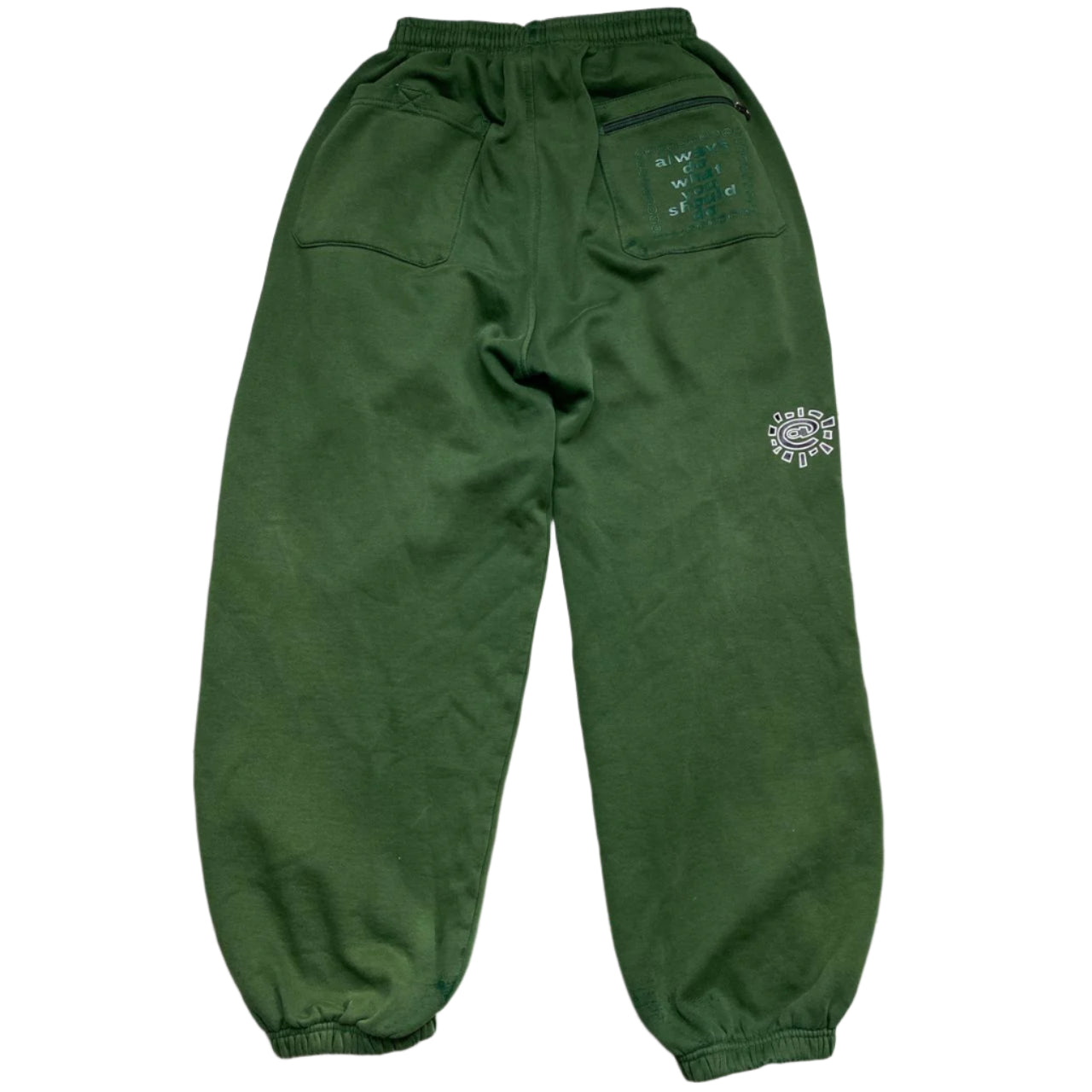 Always Do What You Should Do Green Black and White Baggy Joggers (S)