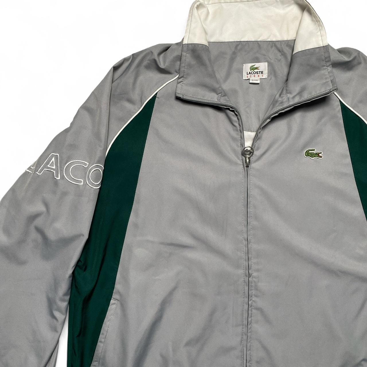 Lacoste Grey White and Green Nylon Full Shell Tracksuit (L)