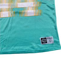 Rodeo Warehouse Womens Oversized NFL Football Jersey Turquoise Blue and Orange (L)