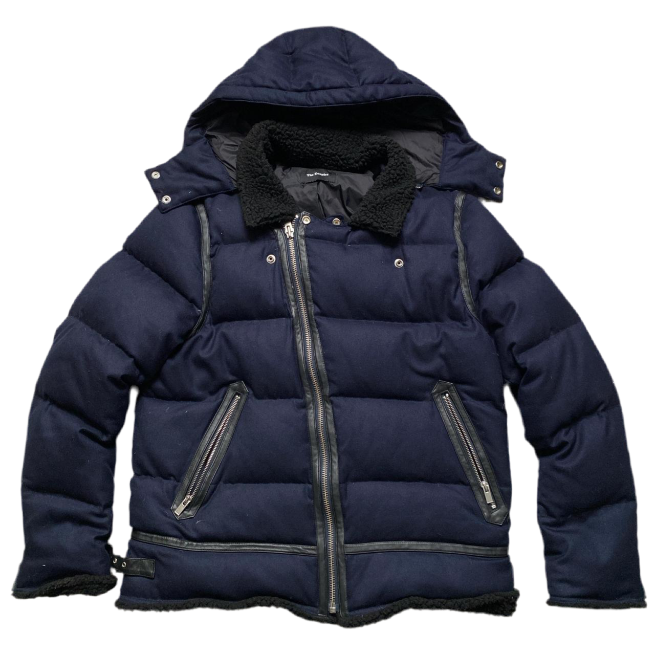 The Kooples Navy Sherpa Trim Black Puffer Coat (XL)