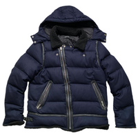 The Kooples Navy Sherpa Trim Black Puffer Coat (XL)