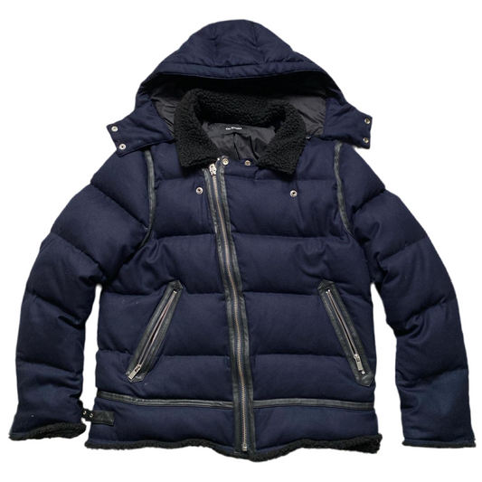 The Kooples Navy Sherpa Trim Black Puffer Coat (XL)
