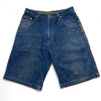 Sir Benni Miles Y2K 90’s Baggy Embroidered Navy and Yellow Jorts Jean Shorts (36W)
