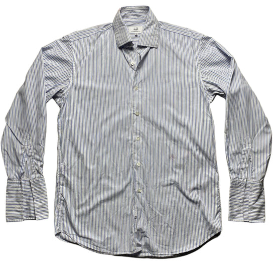 Dunhill Blue and White Pin Stripe Long Sleeve Shirt (M)