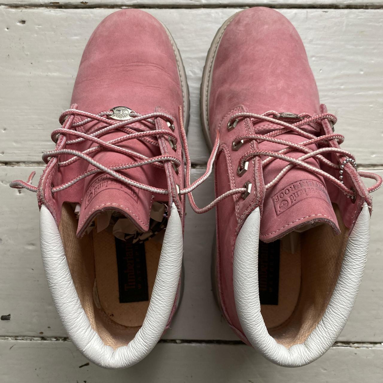 Timberland Pink and White Nubuck Mid Boots