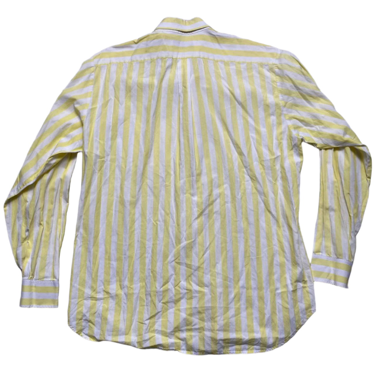 Burberry Burberrys Vintage 90’s Yellow and White Striped Long Sleeve Shirt (L)