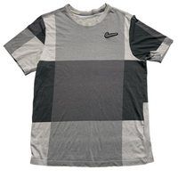 Nike Running Reflective Checked Patchwork Grey Black and White Shorts and T Shirt Set (L)