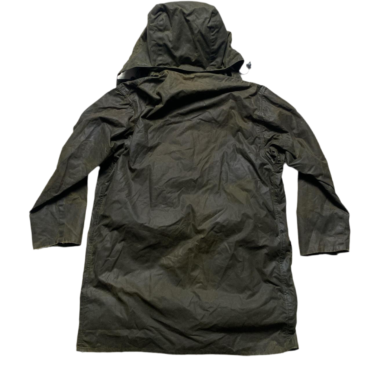 Barbour Waxed Border Khaki Green Tartan Parka Hooded Jacket (L)
