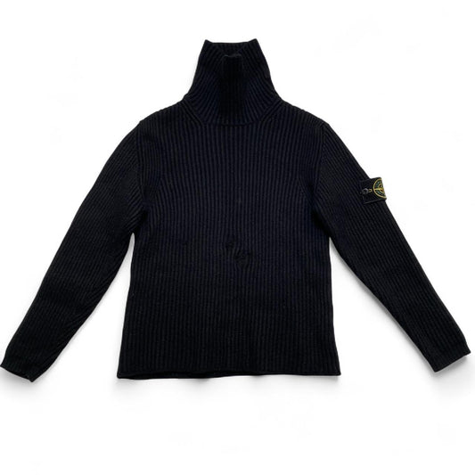 Stone Island Ribber Lana Wool Black Turtle Neck Jumper