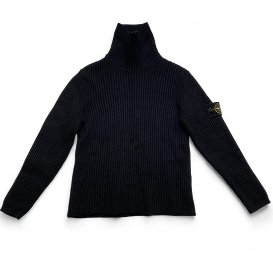 Stone Island Ribber Lana Wool Black Turtle Neck Jumper
