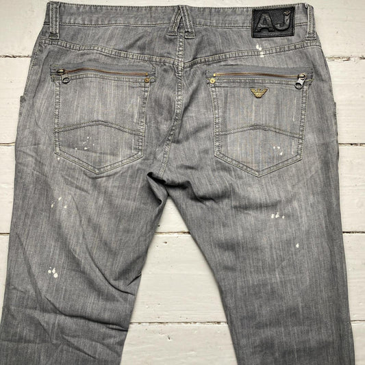 Armani Bleach Distressed Grey Jeans