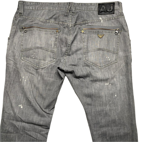 Armani Bleach Distressed Grey Jeans (38W)