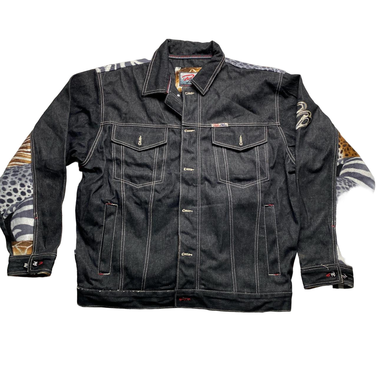 Raw Blue Full Denim Giraffe and Zebra Wildlife Jeans Set (L)