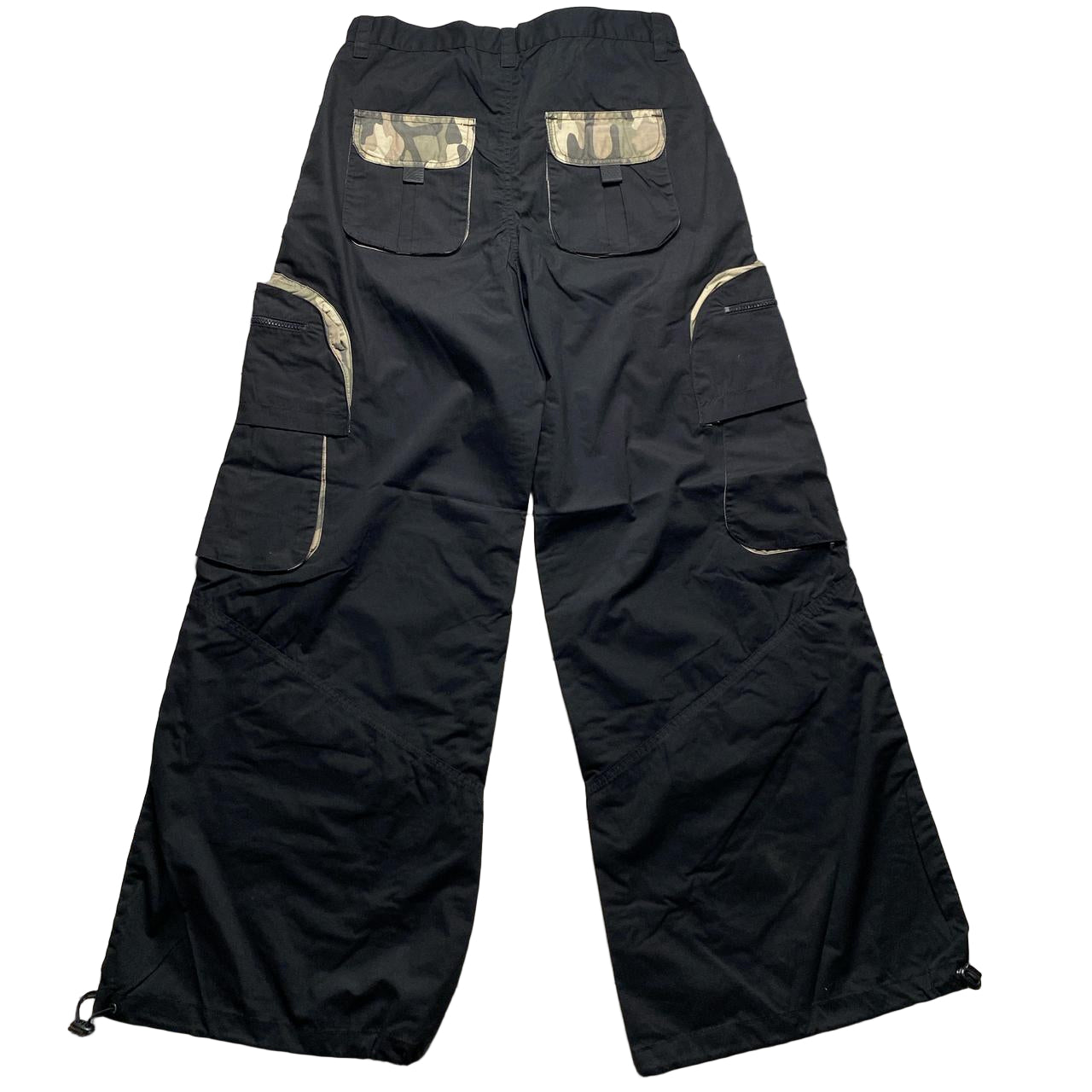 Criminal Damge Black and Camouflage Big Pocket Cargo Parachute Combat Trousers (32W)