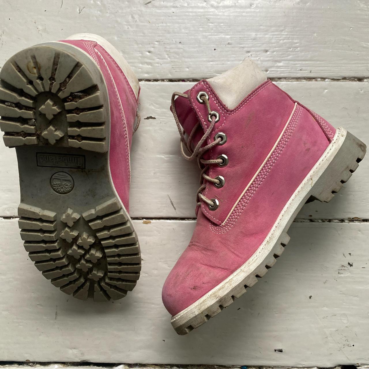 Timberland Pink Nubuck White and Grey High Boots