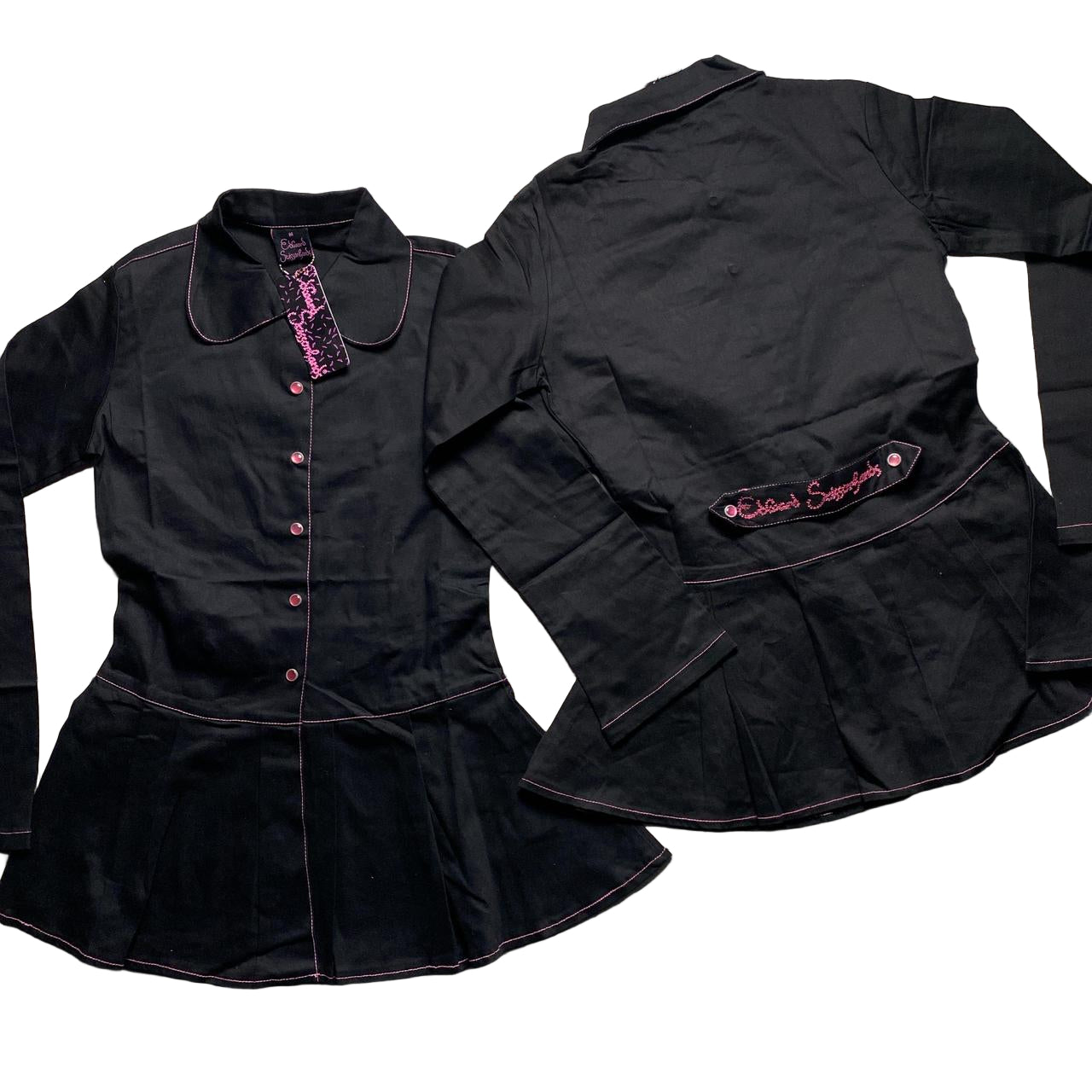 Edward Scissorhands Black and Pink Goth Grunge Short Dress Shirt (M,L)