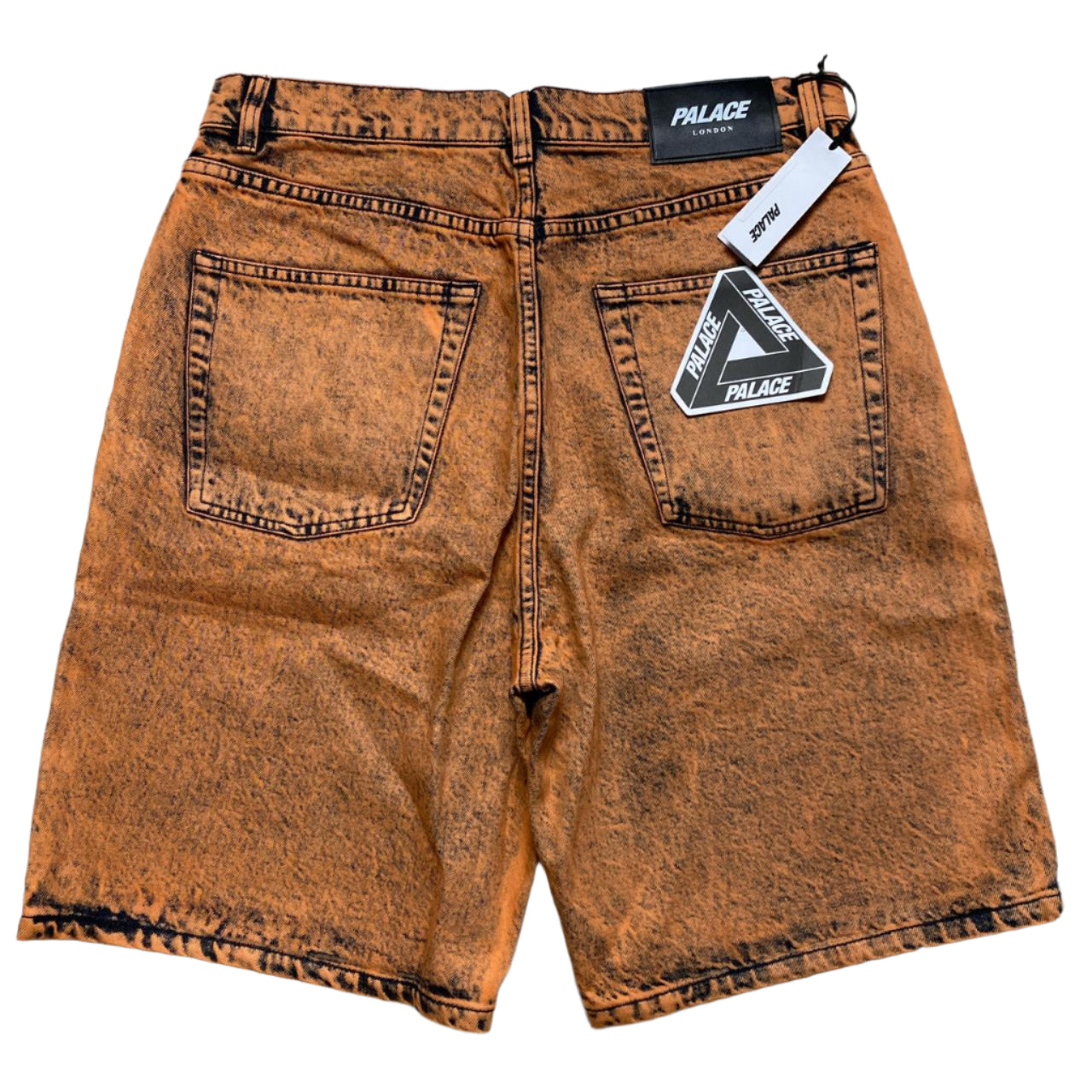 Palace Orange Bleached Denim Jorts Jean Shorts (32W)