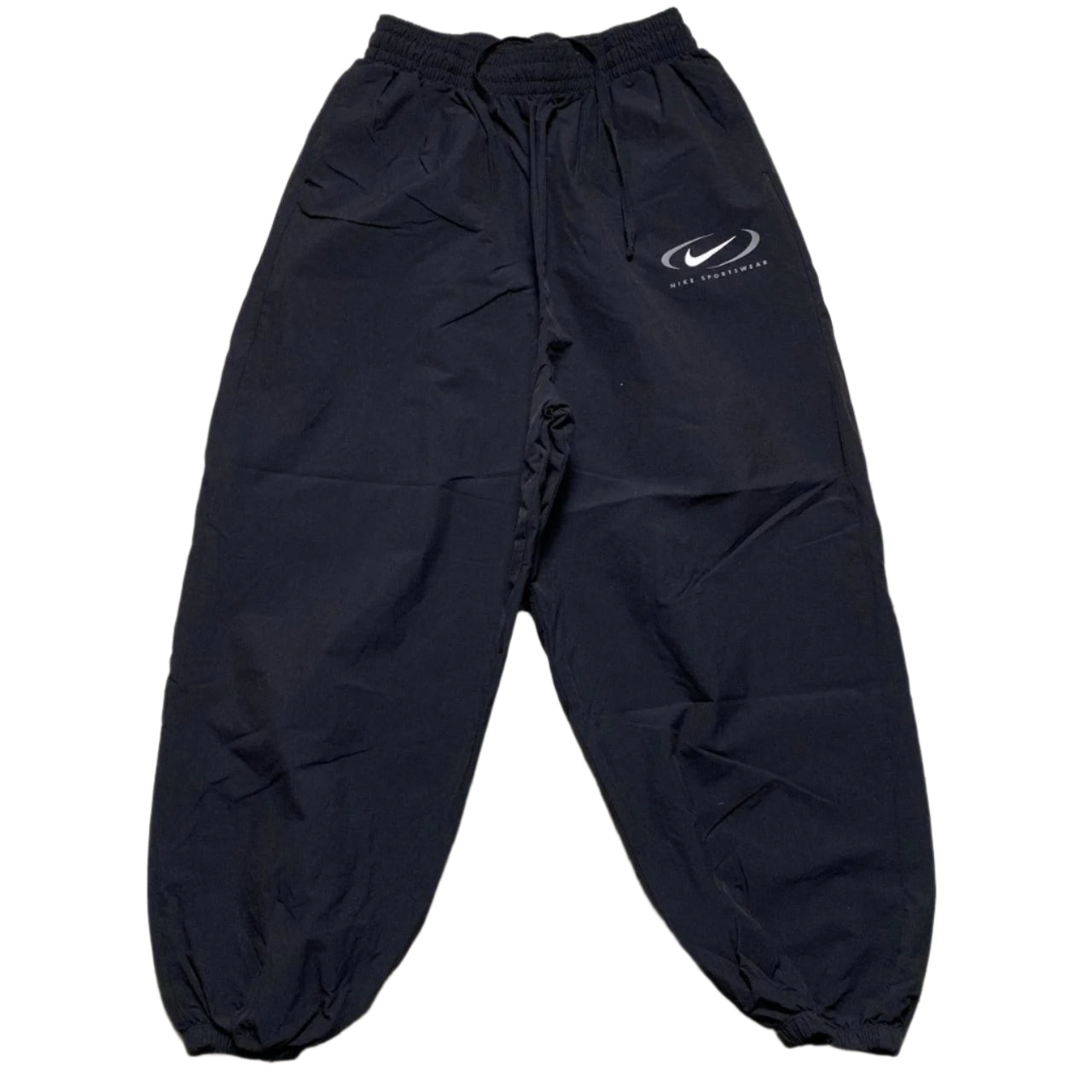 Nike Black and White Baggy Shell Trackpant Parachute Bottoms (M)