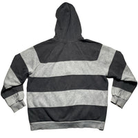 Nike Vintage Grey Two Tone Stripe Hoodie Purple Swoosh (XL)