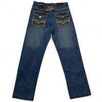 Raw Blue Rasta Big Tri Stitch Baggy Blue Y2K Jeans (34W)