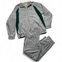 Lacoste Grey White and Green Nylon Full Shell Tracksuit (L)