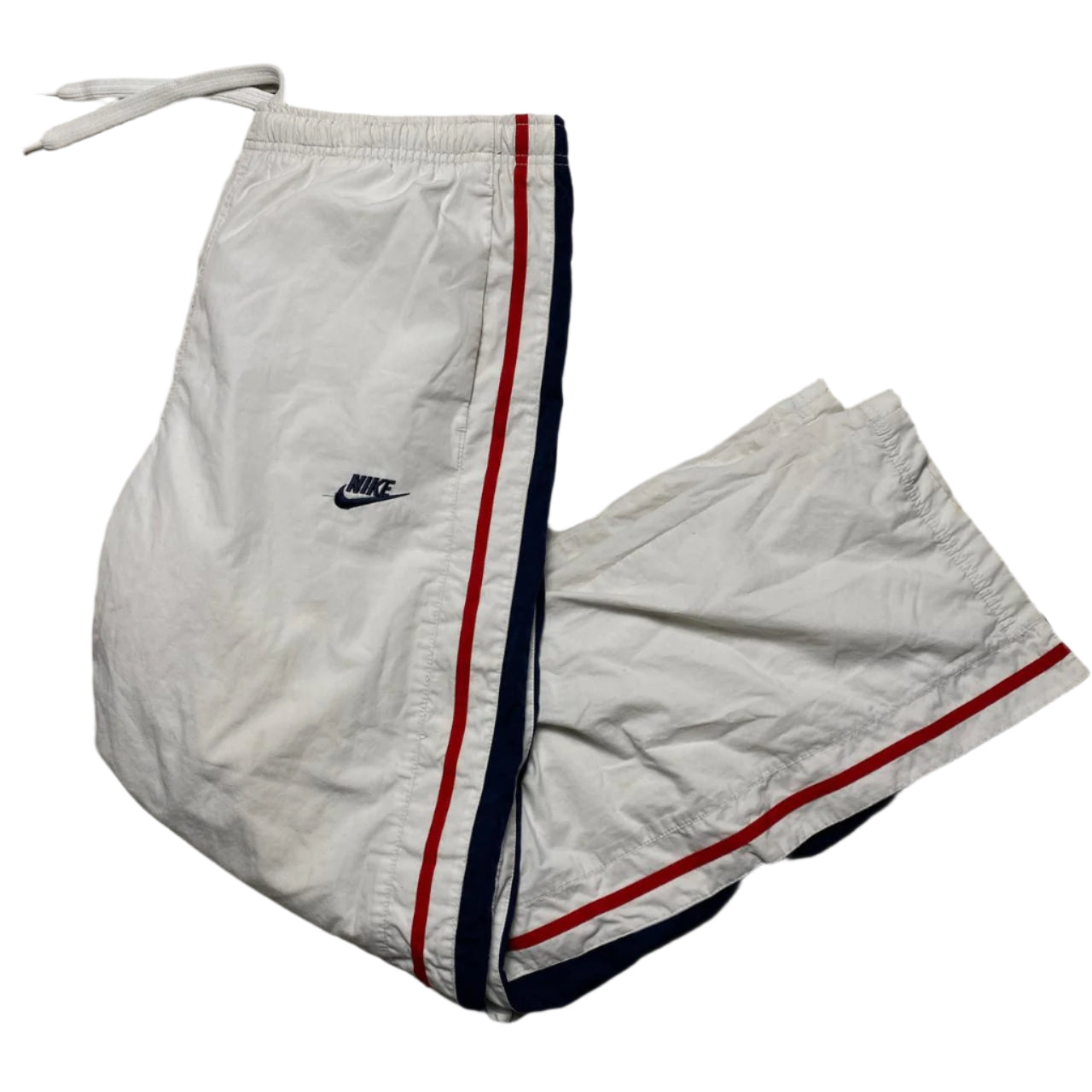 Nike Vintage y2k White Red and Blue USA Shell Trackpant Baggy Popper Bottoms (L)