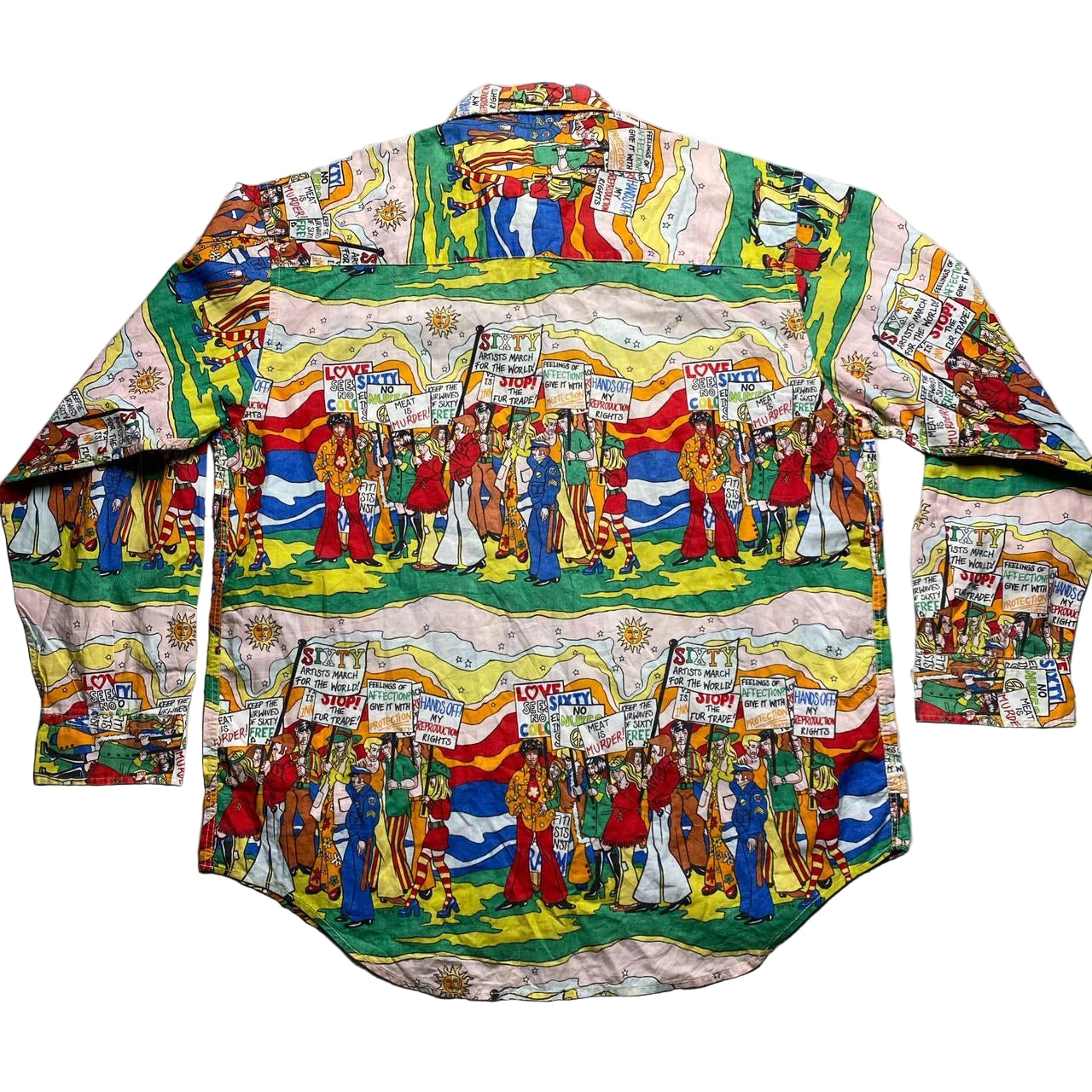 Sixty Vintage Protestor Cartoon Shirt (M)