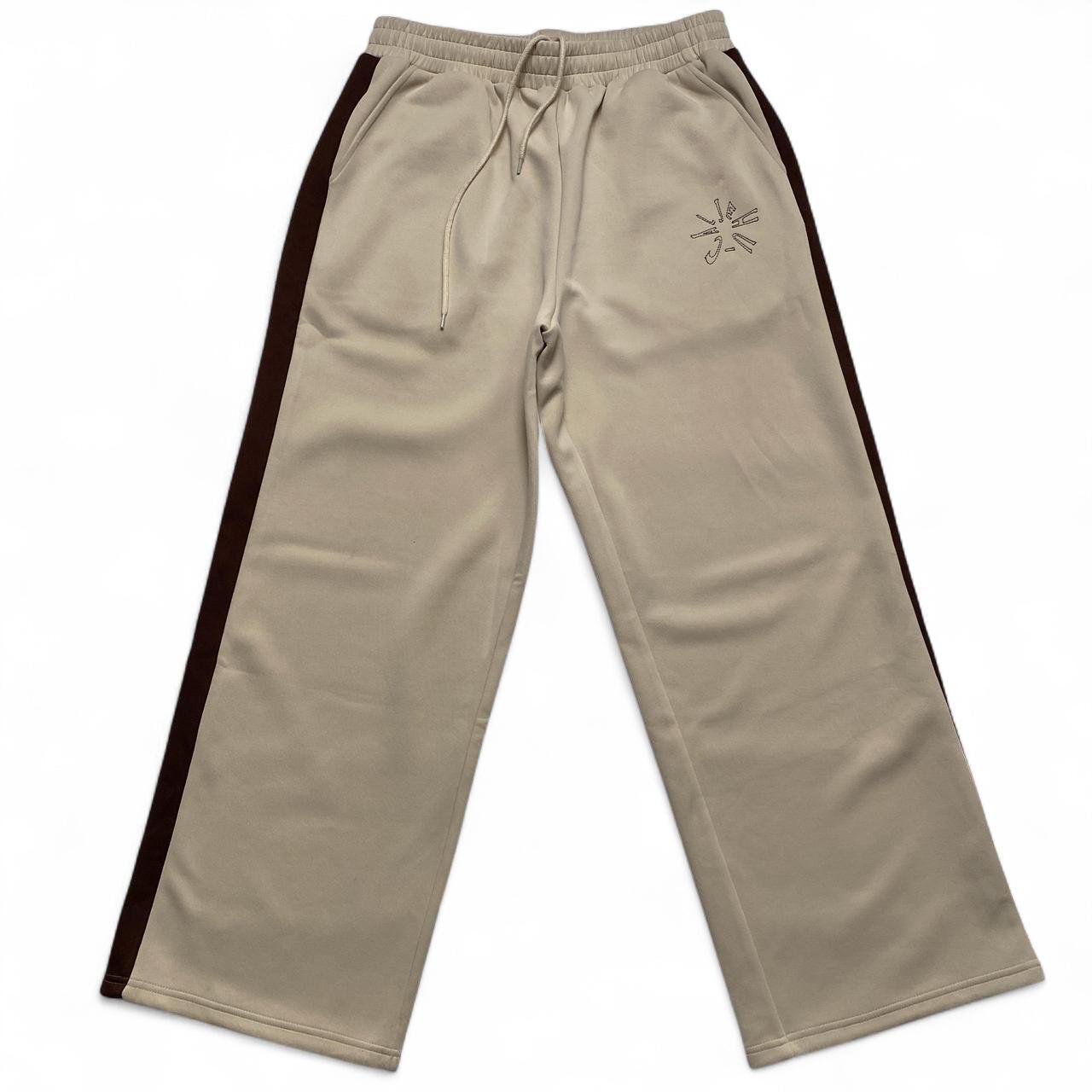 Jehucal Cream and Brown Baggy Trackpant Joggers (L)