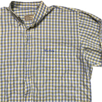 Thomas Burberry Long Sleeve Striped Checked Shirt White Blue and Yellow (L)