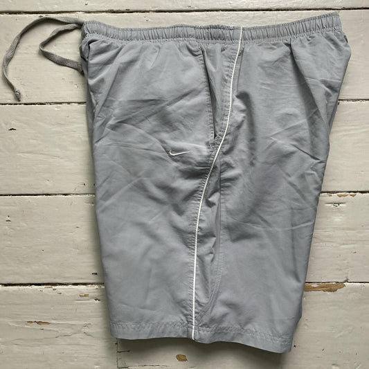 Nike Swoosh Silver Grey and White Shell Trackpant Shorts