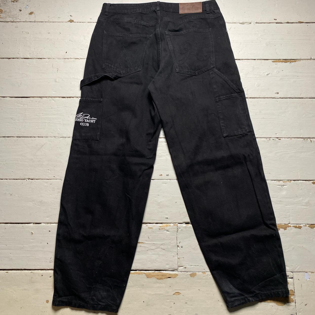 A1 Denim Soho Yacht Club Black Baggy Carpenter Cargo Denim Jeans