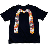 Evisu Big Daicock Swoosh Black and Multi Coloured Graphic T Shirt (2XL)