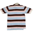 Rocawear Vintage Striped Brown White Baby Blue and Pink Polo Shirt (S)