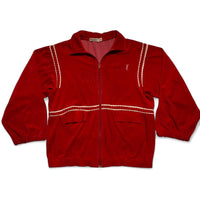 Yves Saint Laurent YSL Vintage 90’s Red and White Velour Tracksuit Jacket (M)