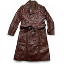 Brown Leather Womens Trench Coat Jacket (M)
