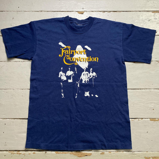 Fairport Convention Navy and Yellow 1996 Single Stitch Tour T Shirt