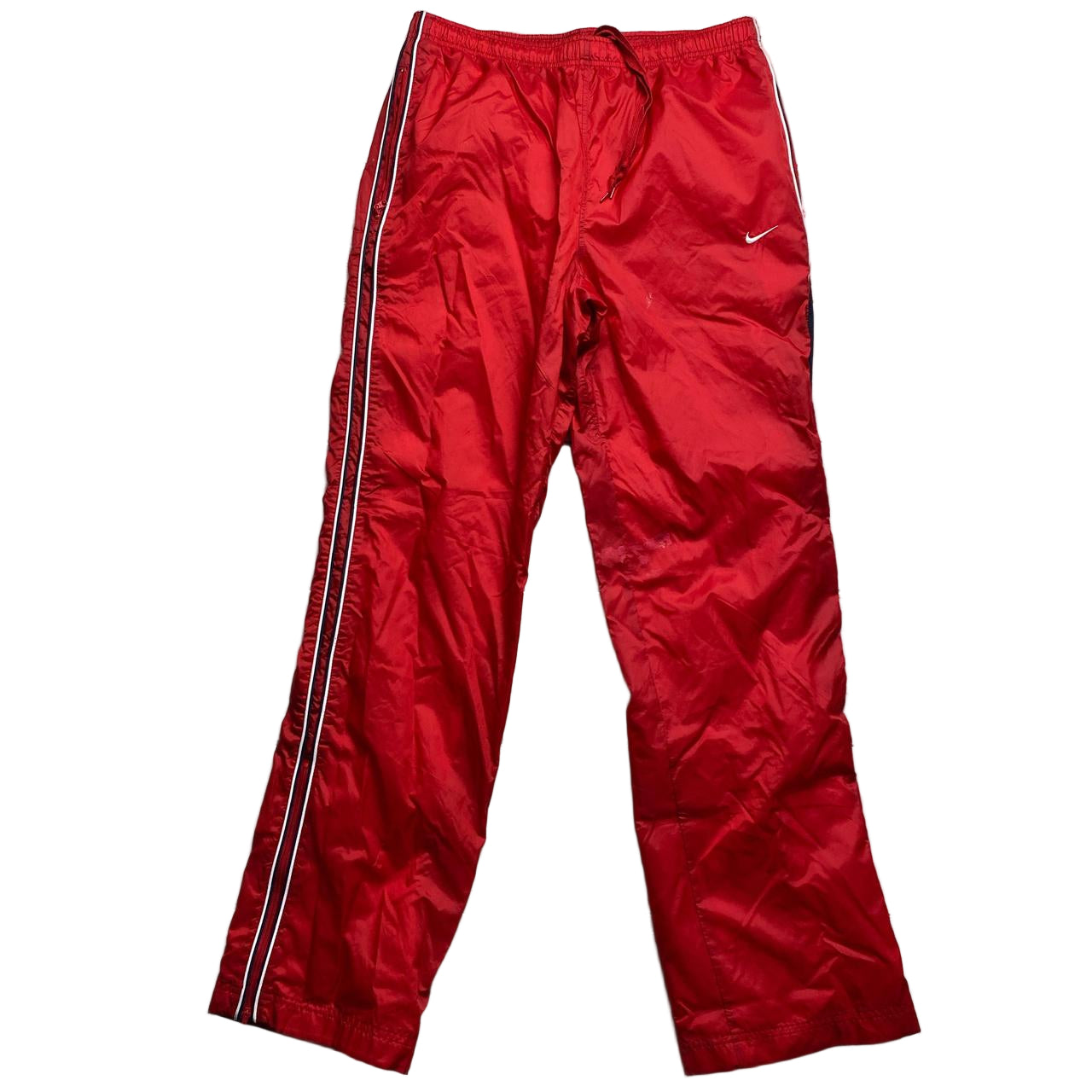 Nike Vintage Red and White Multi Swoosh Shell Trackpant Bottoms (L)